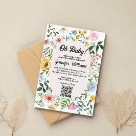 åh baby,babydusch qr-blommigt jokerblommor inbjudningar