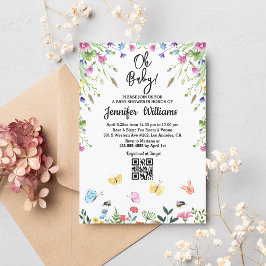 åh baby,babydusch qr-blommigt jokerblommor inbjudningar