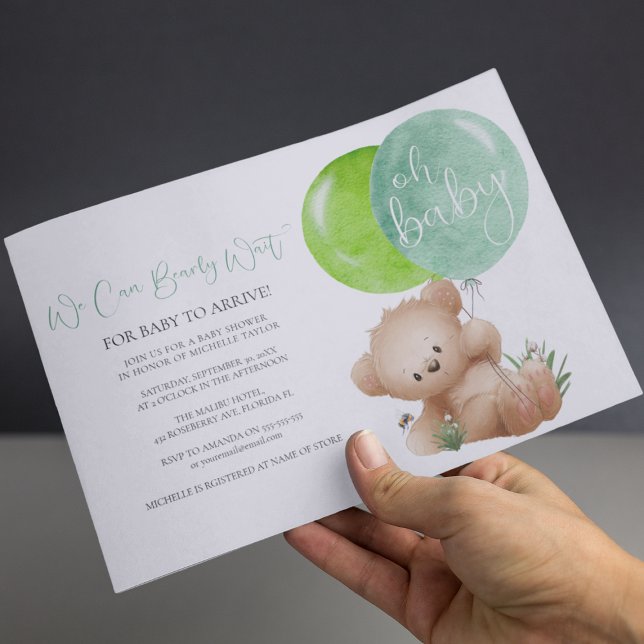 Åh Baby Bear och Bee Baby Shower-inbjudan Inbjudningar (Skapare uppladdad)