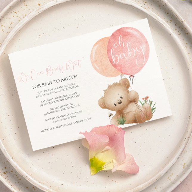 Åh Baby Bear och Bee Baby Shower-inbjudan Inbjudningar (Skapare uppladdad)