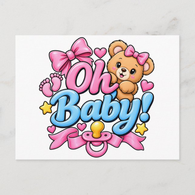 Åh Baby! Bebisens firande design Vykort (Framsida)
