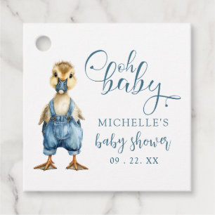 Åh Baby Blå Jean Baby Denim Baby Babyfest Gåvor Etiketter