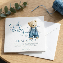 Åh Baby | Blå Jean Baby Denim Baby Bebis firande Tack Kort