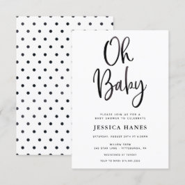 Åh Baby Black Foil Baby Shower-inbjudan Inbjudningar