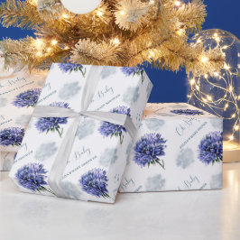 Åh Baby blue blommigt babydusch Presentpapper