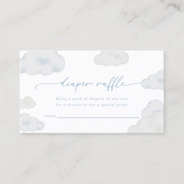 Åh Baby blue Cloud Baby Shower Diaper Raffle Card Visitkort (Framsida)