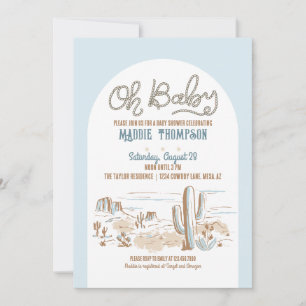 Åh Baby blue Cowboy Desert Baby Shower-inbjudan Inbjudningar