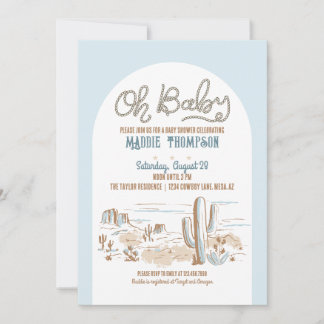 Åh Baby blue Cowboy Desert Baby Shower-inbjudan Inbjudningar
