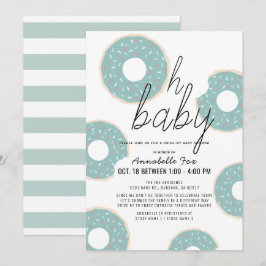 Åh Baby blue Donut Boy Drive by Baby Shower Inbjudningar