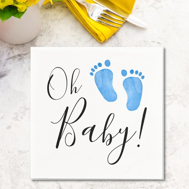 Åh Baby blue Feet Baby Shower Pappersservett (Skapare uppladdad)
