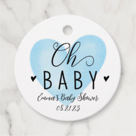 Åh Baby blue Heart Baby Shower-Märkre Gåvor Etiketter