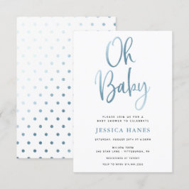 Åh Baby blue inbjudan till babybabyskor
