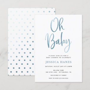 Åh Baby blue inbjudan till babybabyskor
