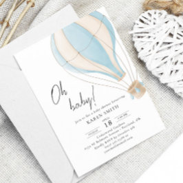 Åh baby blue Luftballong Baby Shower Inbjudningar