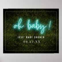 Åh Baby blue Neon Boxwood Baby Shower