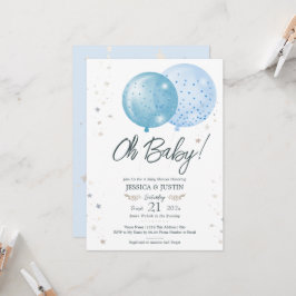 Åh Baby blue pratbubblor, babyskor Inbjudningar