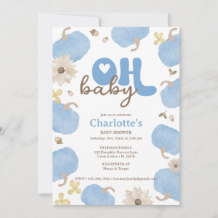Åh Baby blue Pumpkin Fall Baby Shower-inbjudan Inbjudningar
