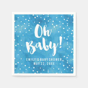 Åh Baby blue vattenfärgsbabyskal Pappersservett