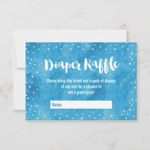 Åh Baby blue vattenfärgsbabyskare Förkläde Raffle Inbjudningar