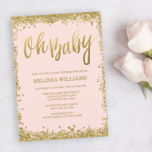 Åh Baby Blush Rosa Guld Glitter Bebis Shower