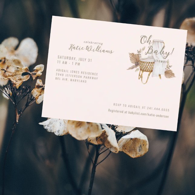 Åh Baby Blush Vintage Bågsäng Babyfirande Vykort (Skapare uppladdad)