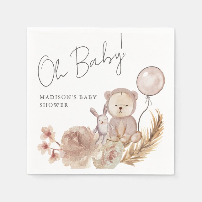 Åh Baby Boho botaniskt med sött babyskor Pappersservett (Framsidan)