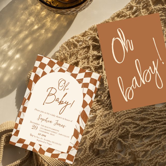 Åh Baby! Boho Checkered | Gingham | Babydusch I Inbjudningar (Skapare uppladdad)