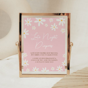 Åh Baby Boho Daisy Baby Shower Late Night Diaper Poster