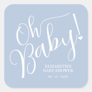 Åh Baby! Boy Baby Shower Blue Fyrkantigt Klistermärke