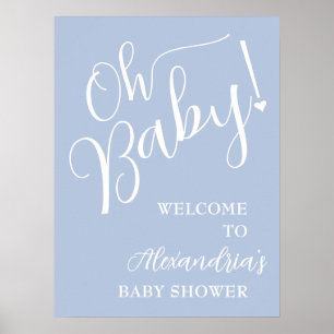 Åh Baby! Boy Baby Shower Blue Välkommen Poster