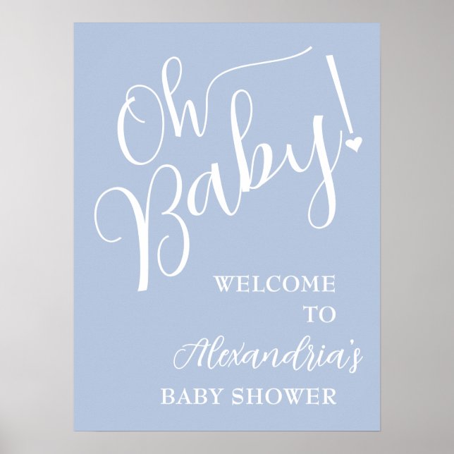 Åh Baby! Boy Baby Shower Blue Välkommen Poster (Framsidan)