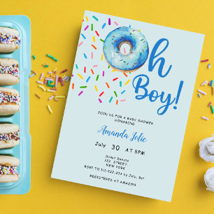 Åh Baby Boy Donut Tema Baby Shower Inbjudningar
