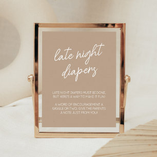 Åh Baby Brown minimalistiskt sent på natten Poster