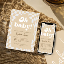 Åh Baby! Brun kontrollerad | Gingham | Babydusch