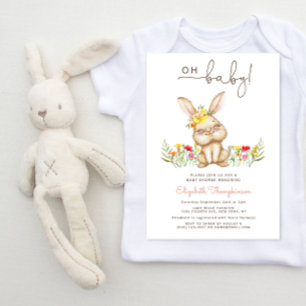 Åh baby Bunny-inbjudan till babydusch Inbjudningar