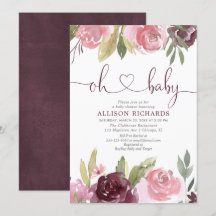 Åh baby burgundisk flickdusch blommigt