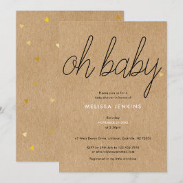 Åh Baby Chic Script Baby Shower / Sprinkle Rustik Inbjudningar
