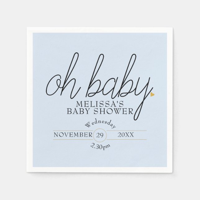 Åh Baby Chic Script Guld Kärlek Hjärt Baby Shower Pappersservett (Framsidan)
