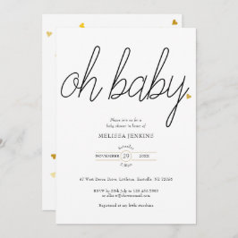 Åh Baby Chic skript Guld Kärlek Heart Baby Shower Inbjudningar