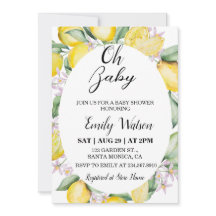 Åh Baby Citrus Lemon Baby Shower Inbjudan