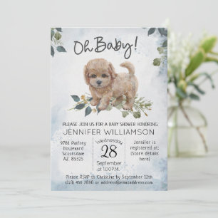 Åh Baby! Cockapoo Hund Baby Shower Inbjudningar