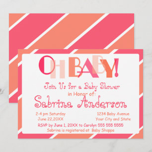 Åh Baby Coral Modern Whimsical Baby Shower Inbjudningar
