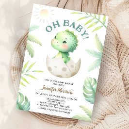 Åh Baby! Cute Baby Dino Dinosaur Baby Shower Inbjudningar