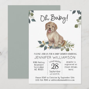 Åh Baby! Cute Hund Baby Shower Inbjudningar