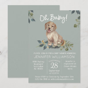 Åh Baby! Cute Hund Baby Shower Modern Inbjudningar