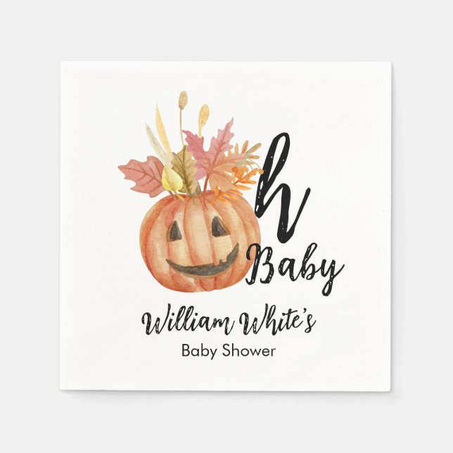 Åh Baby! Cute Pumpkin Halloween Fall Baby Shower Pappersservett (Framsidan)