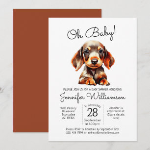 Åh Baby! Cute Puppy Hund Terracotta Baby Shower Inbjudningar