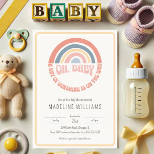 Åh Baby! Cute Rainbow Gender Neutral Baby Shower Inbjudningar