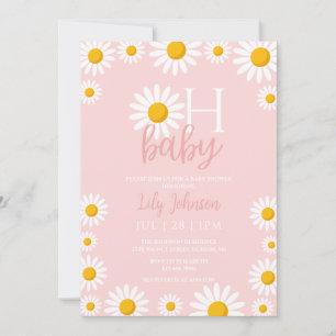 Åh Baby Daisy Rosa Bebis Shower Foto QR-kod Inbjudningar