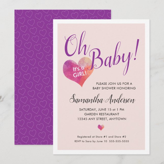 Åh Baby! Det är en Rosa Heart Baby Shower Inbjudningar (Fram/baksida)
